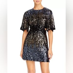 NWT Estari sequin cut-out dress ombre silver